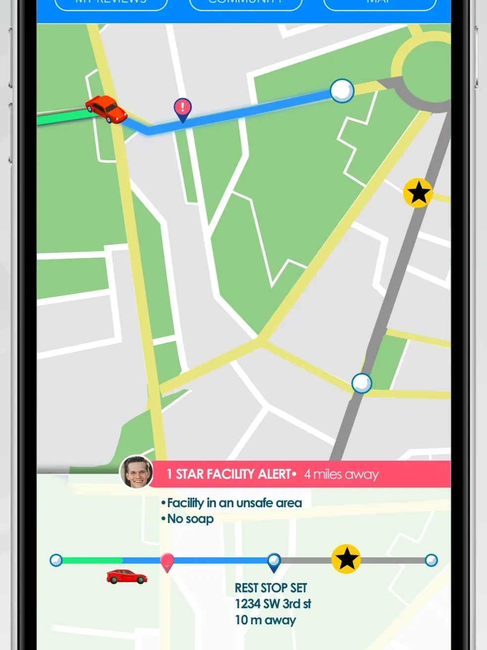Map Preview - Best Bathroom Stops Mobile App